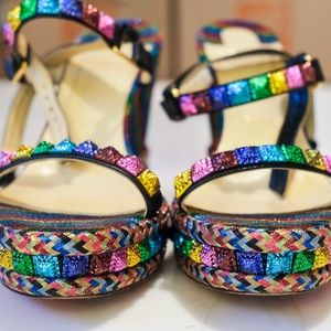 Multicolor Follie spike platform christian louboutin sandals